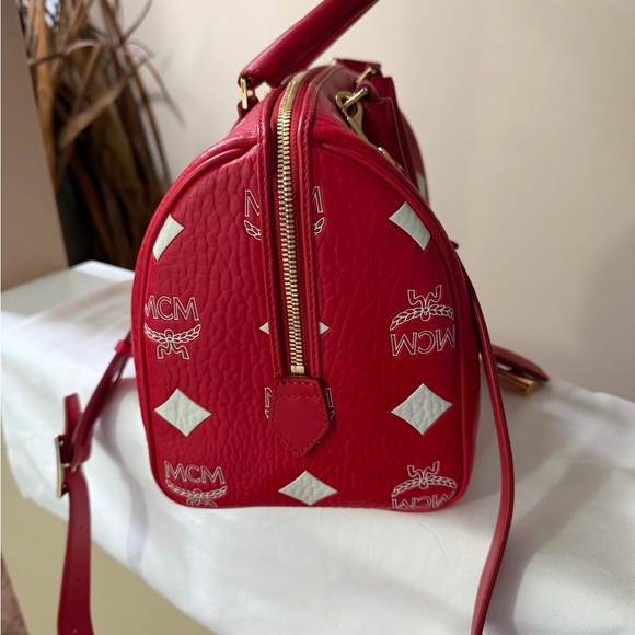 MCM Red and White Satchel Bag - Picture 3 of 10